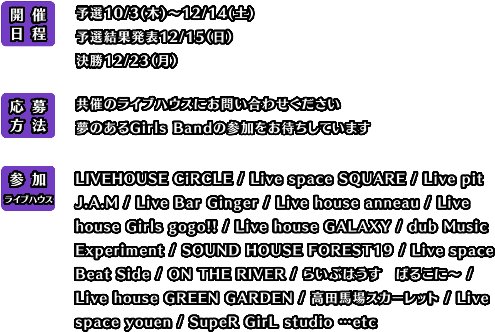 開催日程 応募方法 参加ライブハウス
